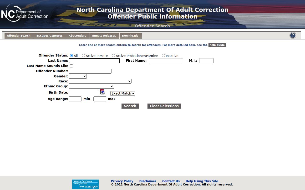 North Carolina offender search for Person County arrest history and later custody
