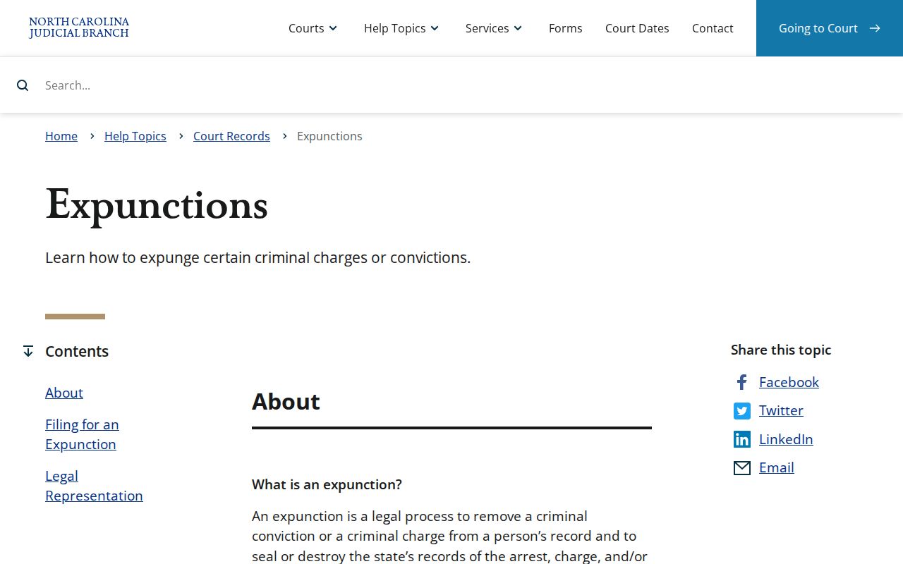 North Carolina expunction resources for a Person County criminal record