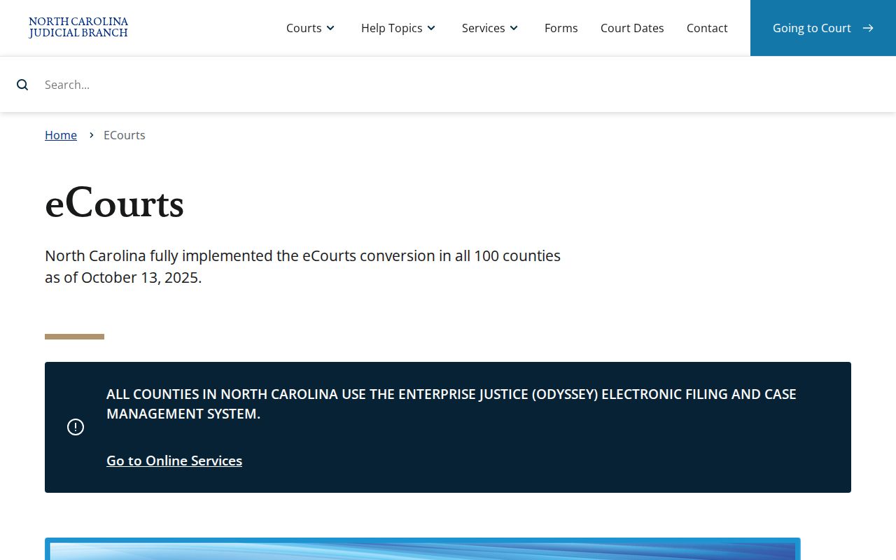 Person County criminal court records on the North Carolina eCourts information page